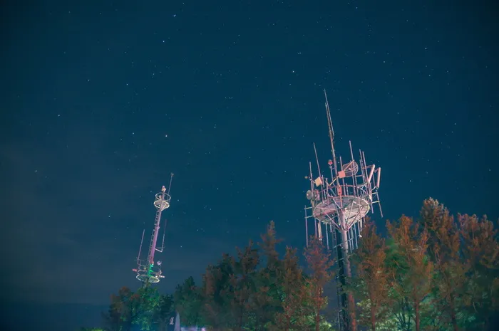 低，角度照片，金属塔，夜空，星星，星光，天空，夜景