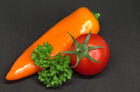 辣椒，番茄，欧芹，沙拉，维生素，健康，甜椒，黄胡椒