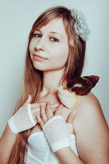 女人，蜗牛，手套，广告服，紧身胸衣，可爱，年轻，女孩