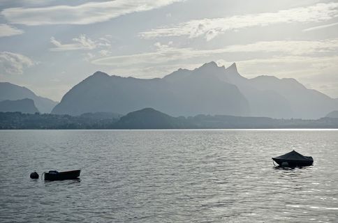 山, 湖, 闪闪发光, 全景, 自然, 风景, 景观, 旅游