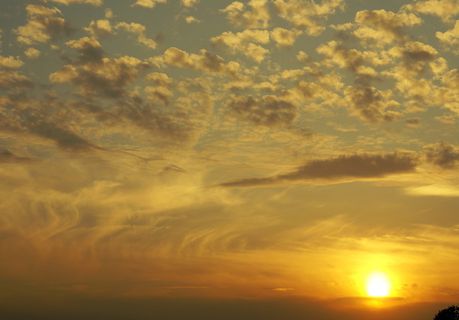 天空，云，太阳，日落，云，云介质，云kłębiaste，高积云