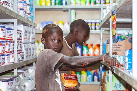 货架、商店、市场、股票、超市、儿童、购买、非洲