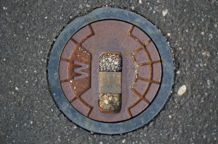 消防栓、道路、沥青、街道、污水、高角度视图、下水道、人孔