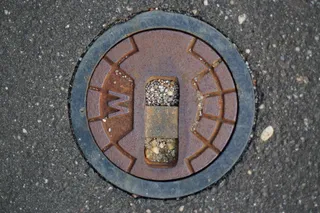 消防栓、道路、沥青、街道、污水、高角度视图、下水道、人孔