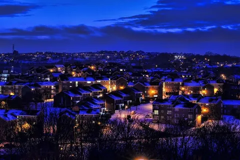 英国黄昏时被占领的城镇房屋 英国黄昏时被占领的城镇房屋