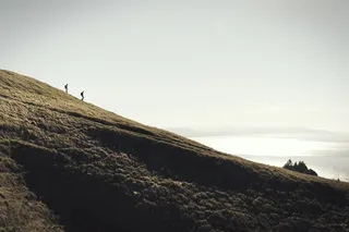 二，人，徒步旅行，山，自然，风景，山，人