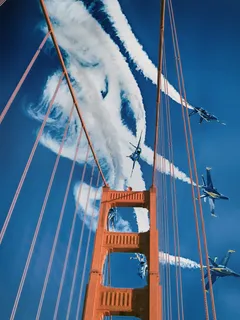 延长桥, 桥, 蓝色天使, 天空, 喷气机, 航展, 旧金山, 金门