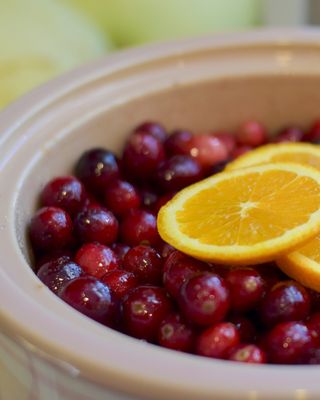 美国，圣诞节，蔓越莓，蔓越莓，橙子，陶器，烹饪，食品