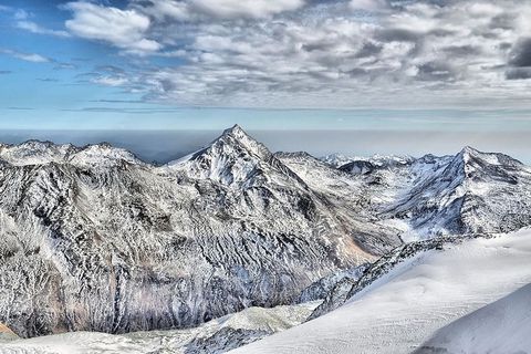 山，冬天，云，风景，雪，自然，天空