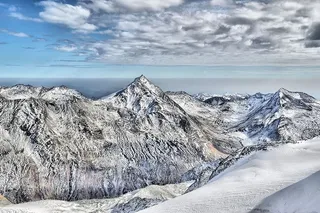 山，冬天，云，风景，雪，自然，天空