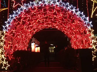 隧道、夜晚、灯光、彩色、霓虹灯、星星、加拿大温哥华