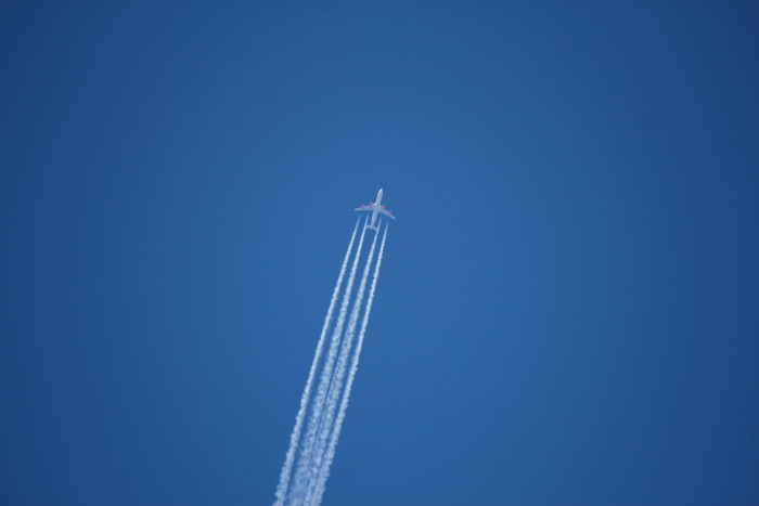 飞机，在喷气式飞机上，轨迹，蓝色，天空，飞行，机翼，旅行