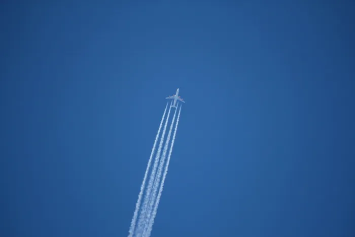 飞机，在喷气式飞机上，轨迹，蓝色，天空，飞行，机翼，旅行
