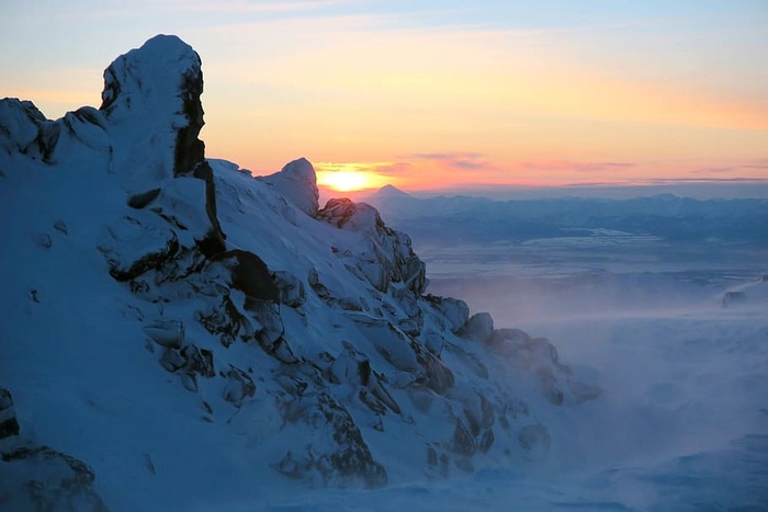 火山，山脚，岩石，毒素，石像，日落，山脉，风景