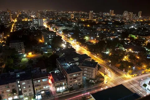 城市夜间航拍照片 城市夜间航拍照片
