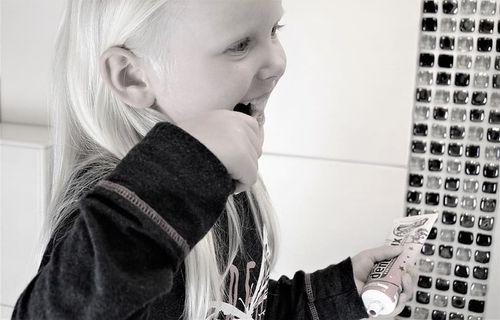 女孩，牙齿，刷牙，治疗牙齿，牙科学，口腔，再造，清洁