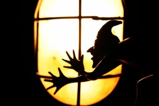 小鬼，灯，黄色，剪影，背光，黑暗，阴影，幽灵