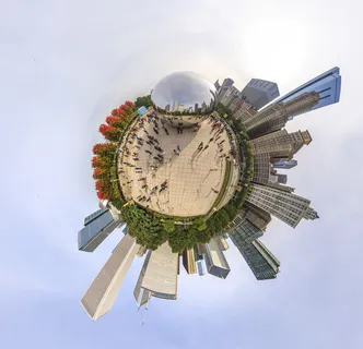 建筑鱼眼摄影，芝加哥，球体，美国，201 e伦道夫街，小星球，豆，云门