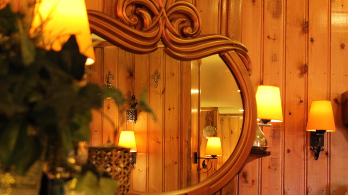 木纤维板, 没有人, 里面, 酒店, 首页, 镜子, 照明, 照明设备