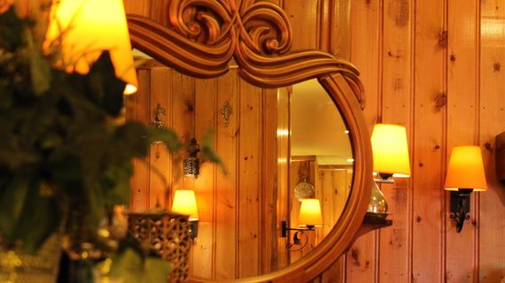 木纤维板, 没有人, 里面, 酒店, 首页, 镜子, 照明, 照明设备