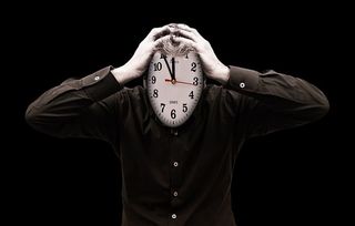 人、抱、挂钟、压力、倦怠、商人、男人、约会