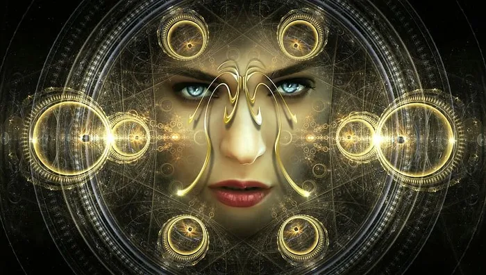 女人的脸，肖像，幻想，光，图案，女人，脸，眼睛