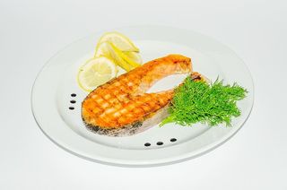 鱼盘，白，陶瓷，盘子，鸡肉，油炸，肉，油炸