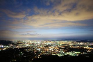 航空，视野摄影，城市，首尔，夜景，夜空，天空，云
