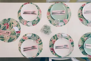 桌子上的盘子，艺术品，陶器，瓷器，碟子，饭菜，盘子，食物