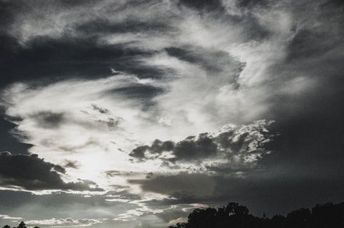 云-天空，天空，自然之美，树木，低角度视图，风景-自然，宁静，没有人