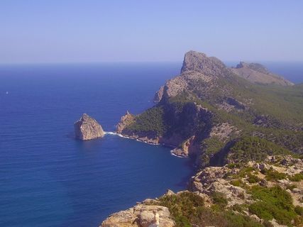 波伦卡，西班牙，树木，岩石，岩石，海洋，水
