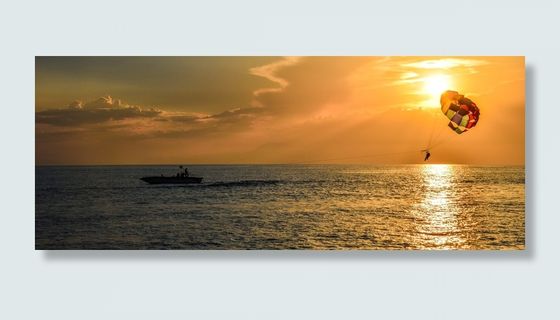 伞帆，日落，黄昏，para帆船，风景，太阳，水，海