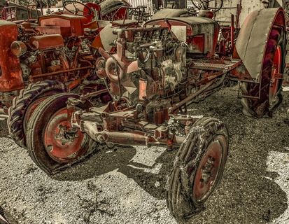 拖拉机、车辆、车轮、残骸、生锈、运输、磨损、损坏