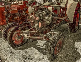 拖拉机、车辆、车轮、残骸、生锈、运输、磨损、损坏