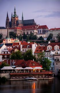城堡，布拉格，黎明，光明，尼斯，河流，桥梁，建筑外观