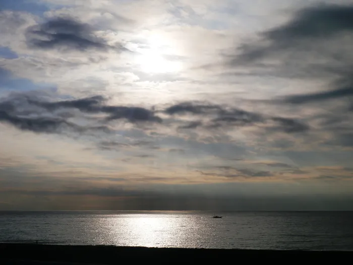 早晨，大海，光明，黑暗，灰色，黑色，太阳，云