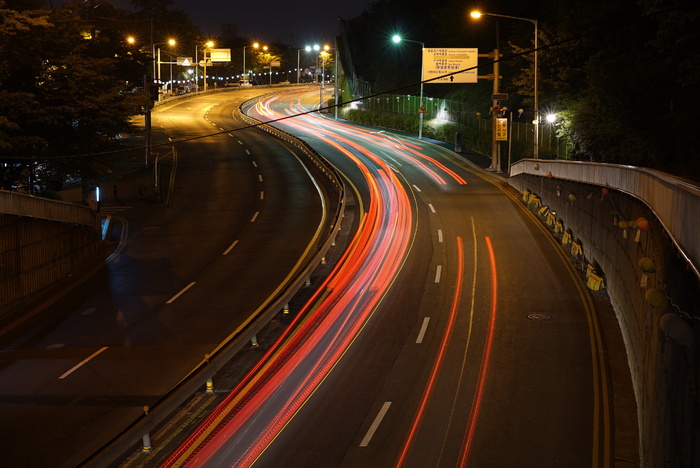 夜景、车辆轨迹、道路、城市、通道、夜生活、车道