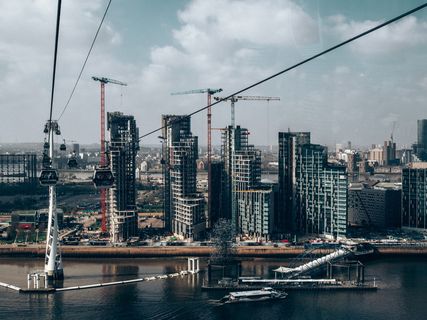 伦敦，英国，o2，东部，起重机，高架线，建筑工地，温暖