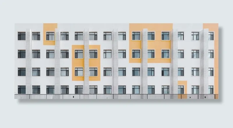白漆建筑，建筑结构，建筑外观，建筑，窗户，建筑，住宅区，无人