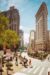 纽约，扁平铁区，美国，富勒大厦，大厦，扁平铁，云，多云