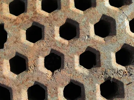 图案，金属，不锈钢，形状，生锈，棕色，六边形，六边形