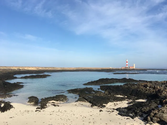 灯塔, 托斯顿, 科蒂略, 富埃特文图拉岛, 海滩, 沙子, 白, 理想