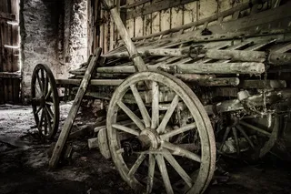 旧，手推车，农场，马车，旧农舍，马车轮，木轮，车轮