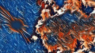 勇敢，复古，风格，哇，艺术，多色，蓝色，背景