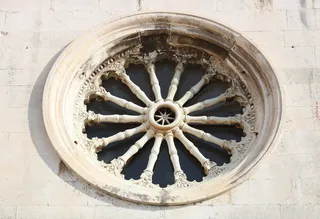 克罗地亚, 扎达尔, 教堂, 窗口, 玻璃, 石头, 轮辐, 通告