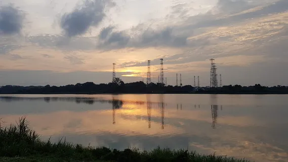 日落,新加坡,克兰吉,河流,桥塔,倒影,云天,天空 日落,新加坡,克兰吉,河流,桥塔,倒影,云天,天空