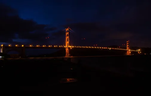 美国旧金山，crissy field，bridge at night，night，lights，bridges，goldengate