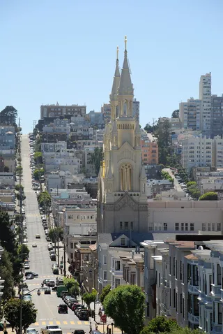 旧金山，圣彼得和保罗教堂，美国，维多利亚，维多利亚房屋，费尔伯特街，北海滩，城市景观