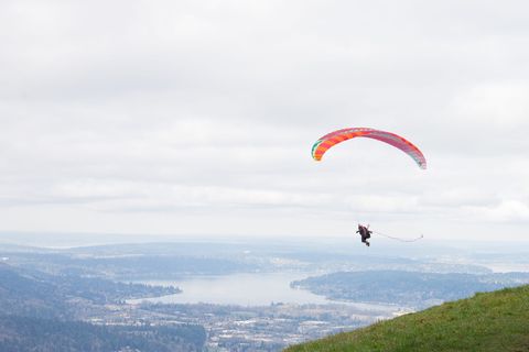 滑翔伞、远足、西雅图、pnw、西北、湖泊、滑翔、跳跃