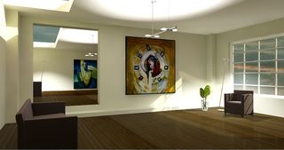 矩形、镜子、黑色、沙发椅、棕色、拼花地板、实体、lichtraum